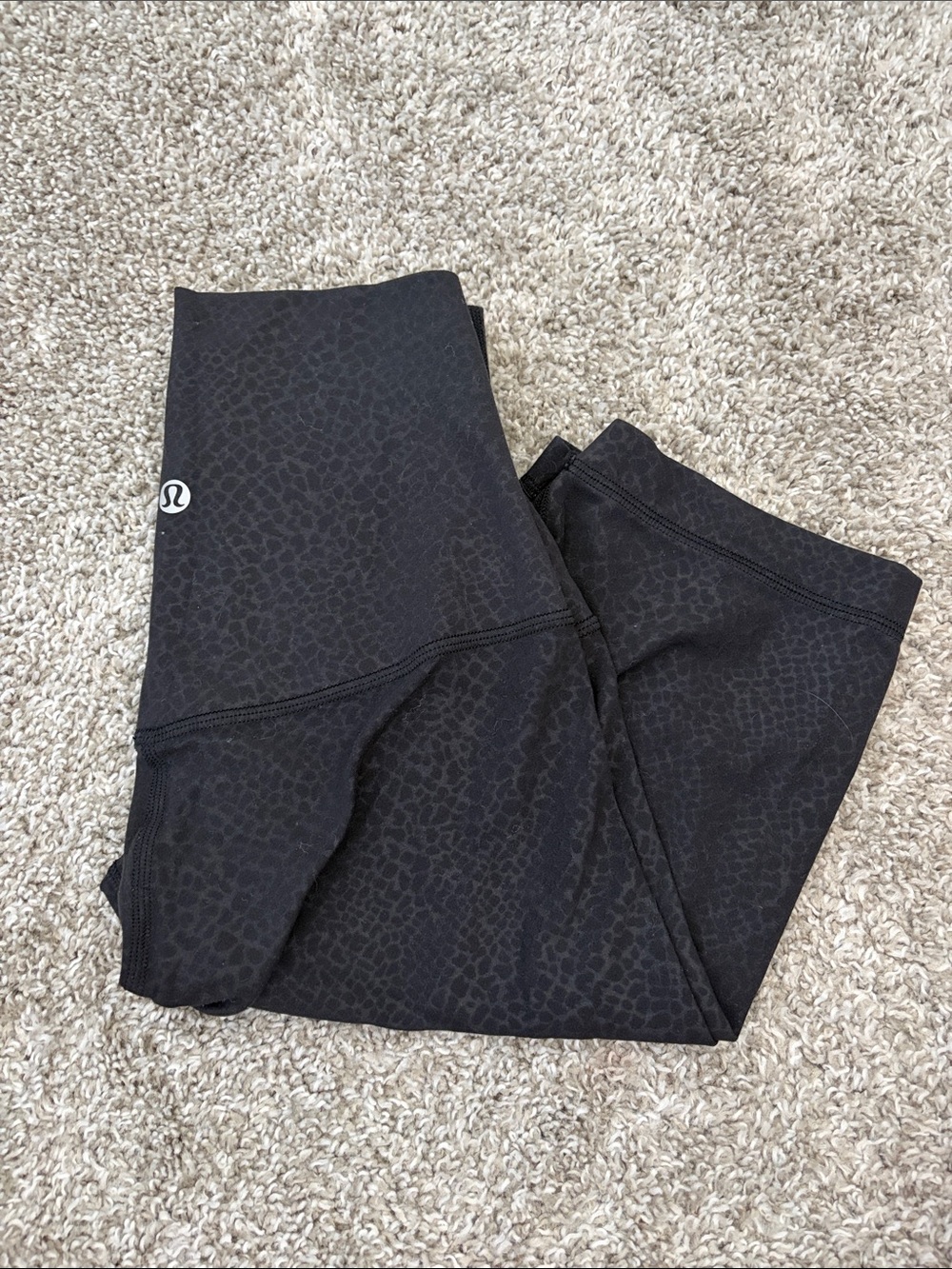 lululemon athletica Black High-Rise Leopard Print Textured Bike Shorts